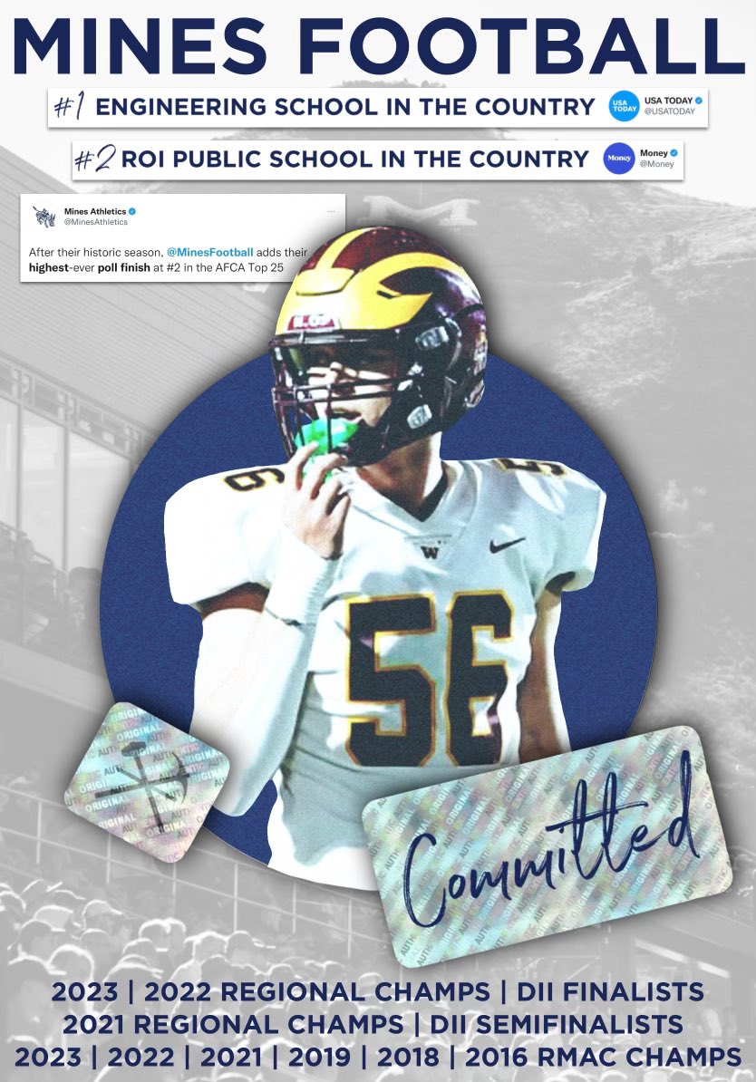 Excited to announce that I will be continuing my football career at Colorado School of Mines with my older brother <a href="/Jackson_lewis08/">Jackson Lewis</a>! Go Orediggers!

<a href="/coachTthomas6/">Tripp Thomas</a> <a href="/CoachYonBoone/">Yon Boone</a> <a href="/CoachDiedrick/">Ryan Diedrick</a> <a href="/RyanLewis_38/">Coach Ryan Lewis</a> <a href="/jobelewis28/">Jobe Lewis</a>