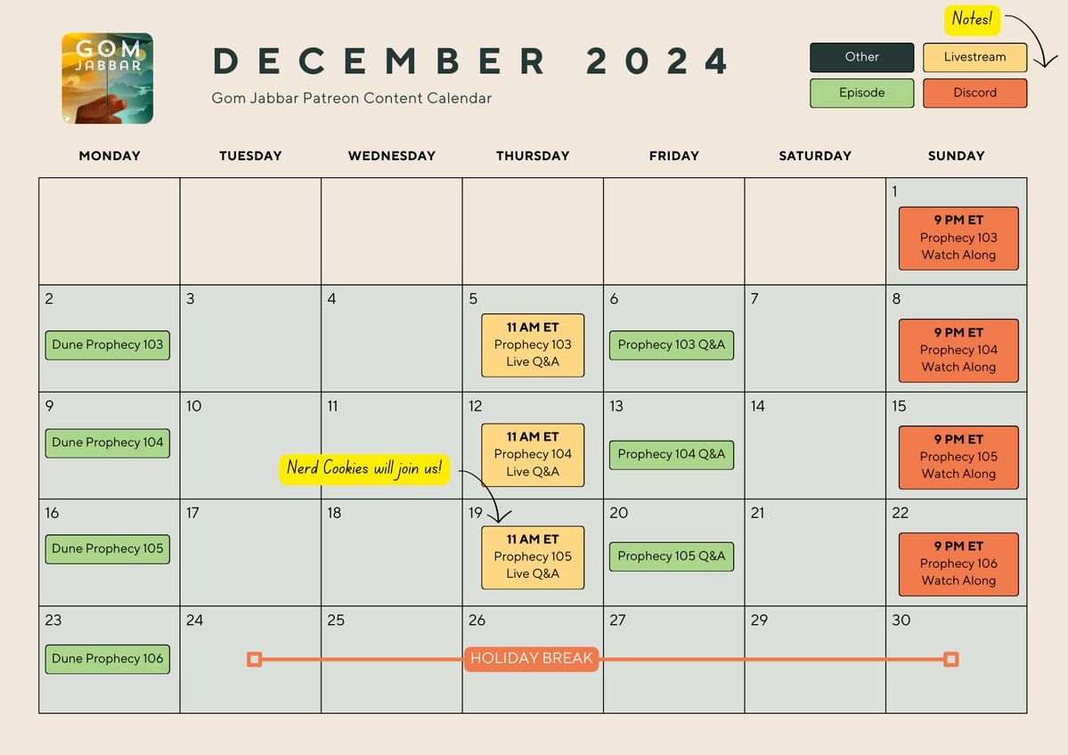 We have a ton of @DuneProphecyHBO coverage coming up, from weekly episode breakdowns to live Q&amp;As and even an interview with the showrunner and EP!

Join <a href="/abu_zafar/">Abu Zafar</a> and <a href="/LeoWigginsVO/">Leo Wiggins</a> on Gom Jabbar, the #1 Dune podcast!

🎧 tinyurl.com/gomjabbarpodca…
💌 patreon.com/GomJabbar