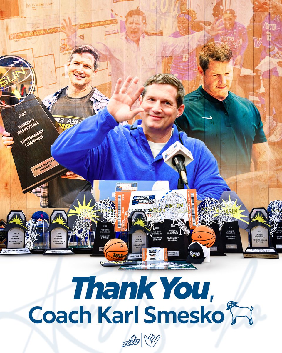 𝙏𝙝𝙖𝙣𝙠 𝙔𝙤𝙪, 𝘾𝙤𝙖𝙘𝙝 𝙎𝙢𝙚𝙨𝙠𝙤 🐐 

14 ASUN regular season titles
13x ASUN Coach of the Year
10 NCAA Tournament berths
611 wins
7,110 made 3-pointers

#Raining3s