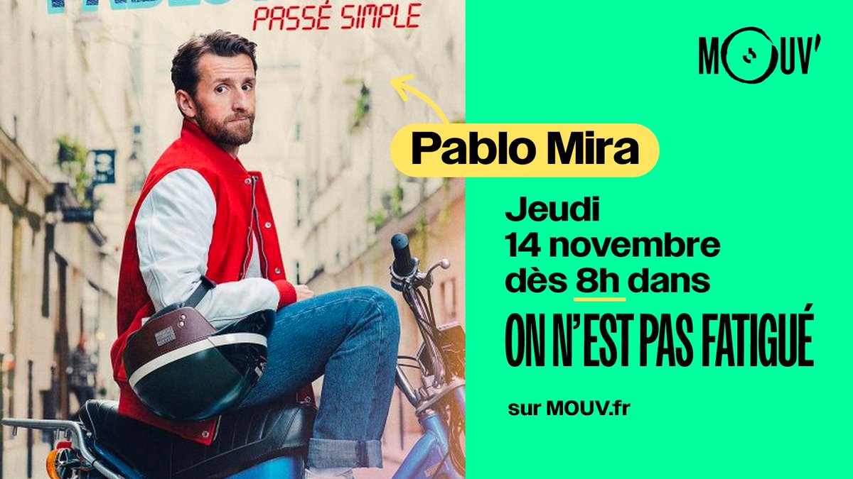 Pablo Mira sera l'invité de la matinale de demain, pour parler de son spectacle "Passé Simple" 🎙️

👋 <a href="/VDespres_/">Valentin Després</a> et <a href="/VHilssone/">Virginie Hilssone-Lévy</a>
