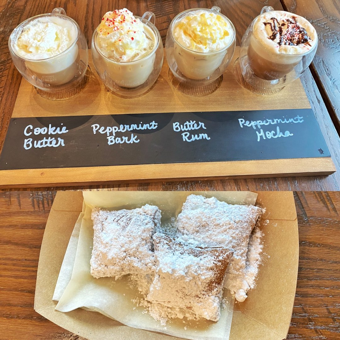 WillitBrew's tweet image. I went with my gf and tried the flavor flight and beignets at PJs coffee. Some good flavors and the beignets were pretty good. Almost as good as the ones I make! #PJsCoffee #beignets #coffee