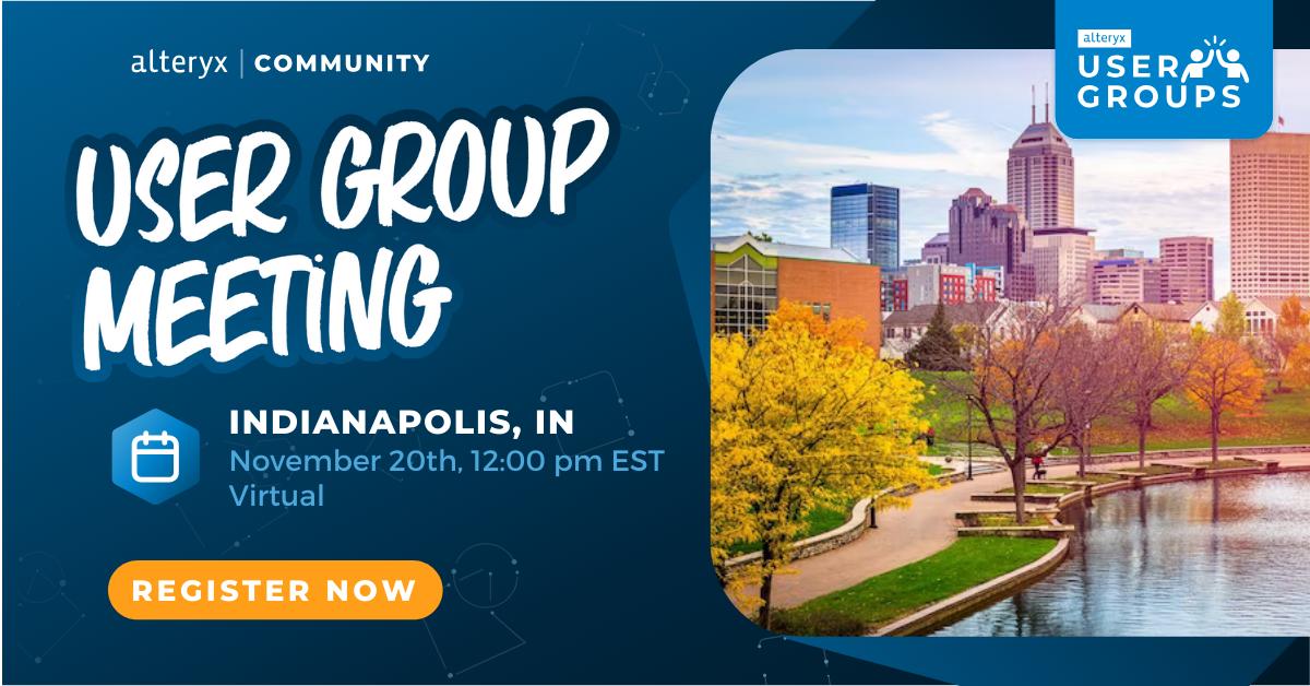 Kramer_Dave's tweet image. Join us for our final *Indianapolis Alteryx User Group* of 2024—*virtual* this time, so friends worldwide can join!

ow.ly/He5930sHVgh

#AlteryxUserGroup #DataMagic #FindReplaceTool