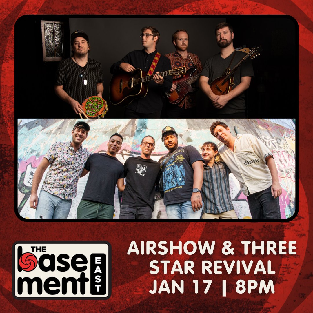 airshowband's tweet photo. ✈️✈️✈️ We're flying home on 1/17 to Basement East in Nashville, TN and our buddies from Three Star Revival are coming with! 🎟️ Tickets just went onsale so get yours at https://t.co/GtcQC7f5UH! https://t.co/PUSoU5xjTm