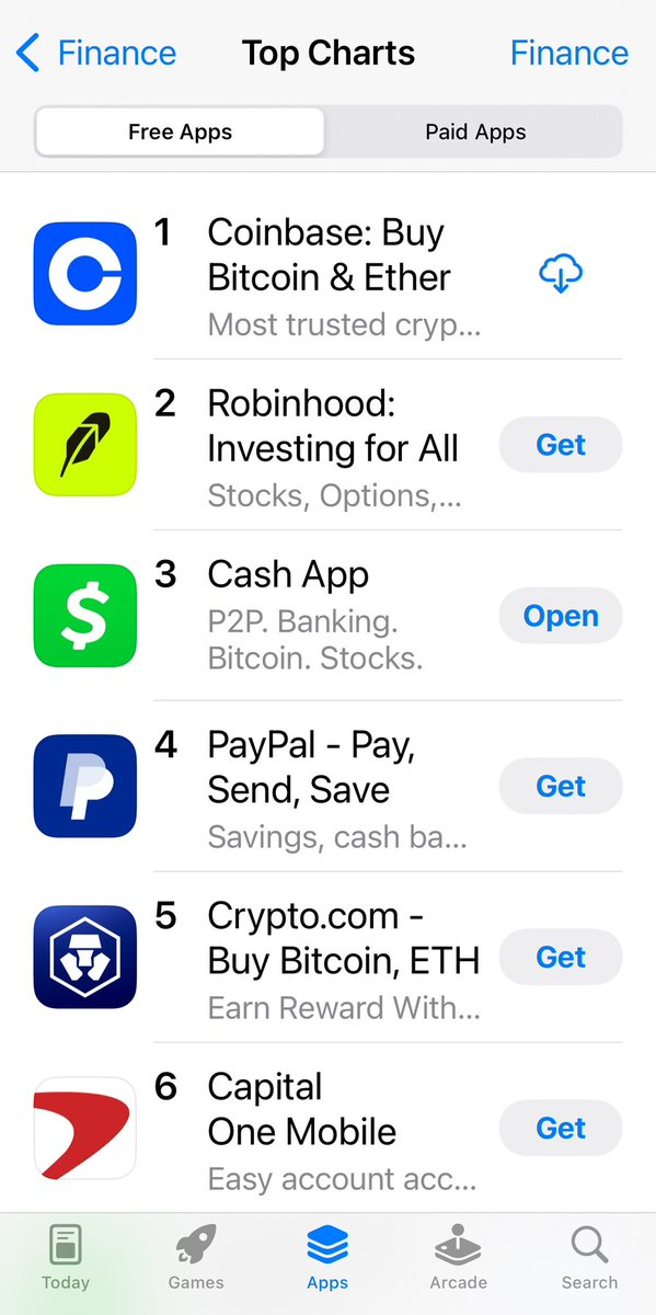 JasonYanowitz's tweet photo. That was fast.

Coinbase is now #1 in finance and #13 in the entire App Store. https://t.co/GML7Bo0PtR