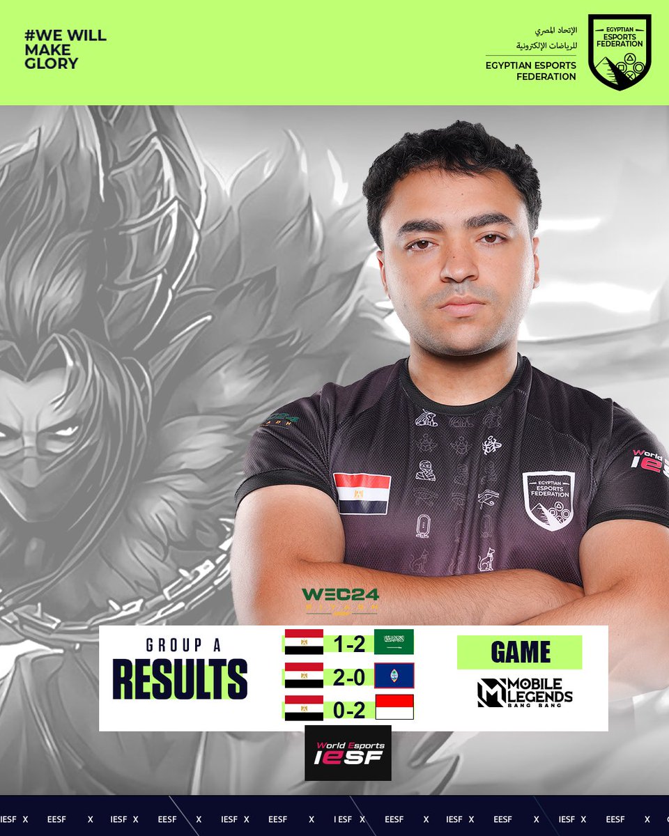 شكراً لمنتخب مصر للعبة موبايل ليجندز على كل لحظة من الحماس والفخر التي منحتونا إياها خلال البطولة. أظهرتم عزيمة وإصراراً لا مثيل لهما. فخورون بكم وبما قدمتموه!
#iesf #egypt #mlbb  #شجع_مصر