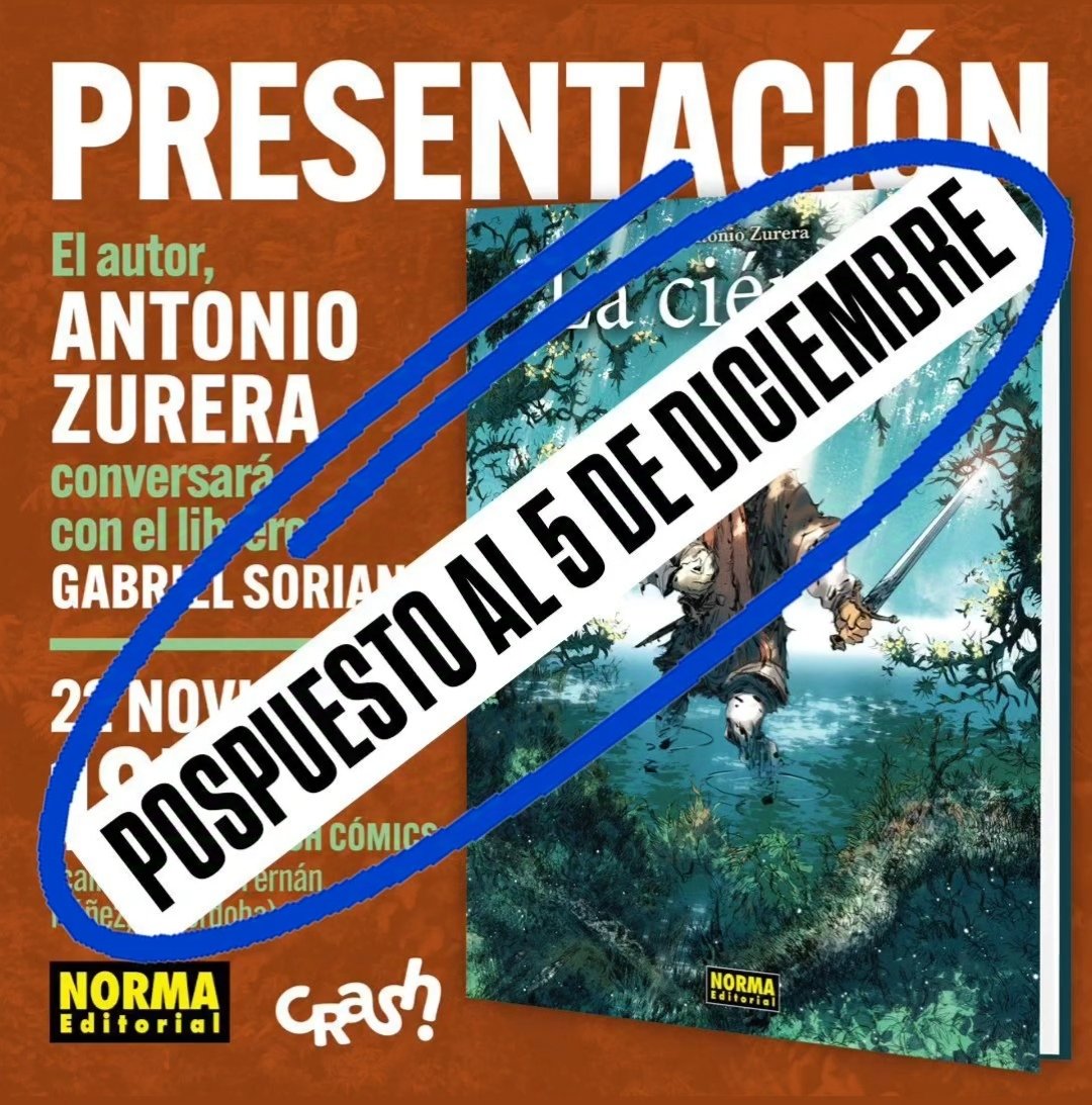 crash_comics's tweet photo. Posponemos la presentación de La Ciénaga al 5 de Diciembre
@NormaEditorial https://t.co/cVGEpq6LaS