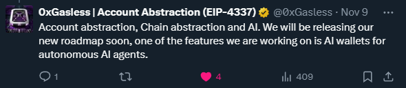 <a href="/GalaxyTrading_/">GalaxyTrading</a> Take a closer look at  <a href="/0xGasless/">0xGasless</a> 👀
#AccountAbstraction narrative
#SDK live on chains like:
<a href="/base/">Base</a> 
<a href="/MoonbeamNetwork/">Moonbeam</a> 
<a href="/0xSonicLabs/">Sonic Labs</a> 
<a href="/MetisL2/">Metis🌿</a> $ETH
Team now working on #ChainAbstraction 👀

#micro #utility #0xGas ⛽️⛽️⛽️

x.com/0xGasless/stat…