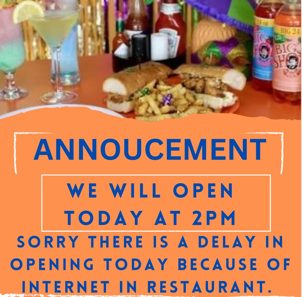 Happy Wednesday guys , internet company, working on issue now &amp; we will be open for 2pm🧡💙