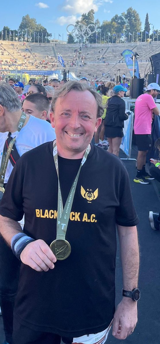 Another weekend and another marathon for #BlackrockAC Bryan Sheils! 🥳This time in Athens, motherland of all marathons. That finish line in the Olympic stadium will surely tempt other club members to add this marathon to their bucket list 🤩