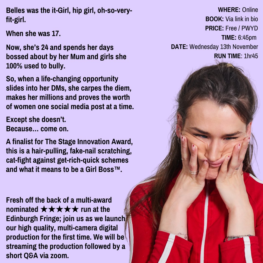✨DIGITAL LAUNCH 2NITE! ✨We've been working hard to adapt the show for film w <a href="/pipfilms/">erica belton</a> Join us @girlgangmcr for the digital debut of this cinematic, multi-camera version, developing our “innovative new production for the digital generation” even further! buytickets.at/girlgangmcr/14…