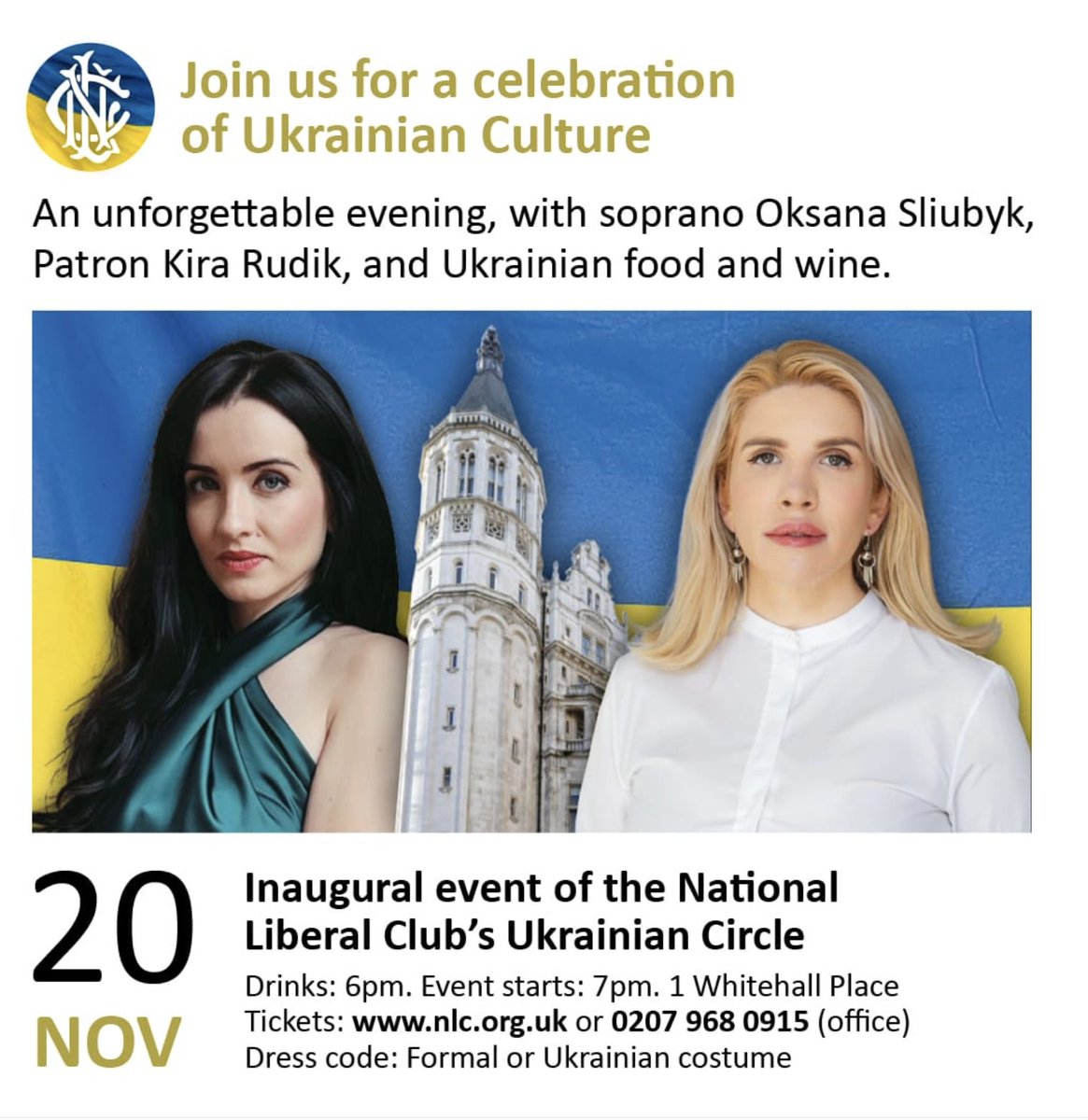 John Sweeney (@johnsweeneyroar) on Twitter photo Support Ukraine. Come to this smashing event at the National Liberal Club with <a href="/kiraincongress/">Kira Rudik</a> and wonderful soprano <a href="/OksanaSliubyk/">Oksana Sliubyk</a>
Hurry, hurry!
Tickets at nlc.org.uk Support Ukraine. Come to this smashing event at the National Liberal Club with <a href="/kiraincongress/">Kira Rudik</a> and wonderful soprano <a href="/OksanaSliubyk/">Oksana Sliubyk</a>
Hurry, hurry!
Tickets at nlc.org.uk