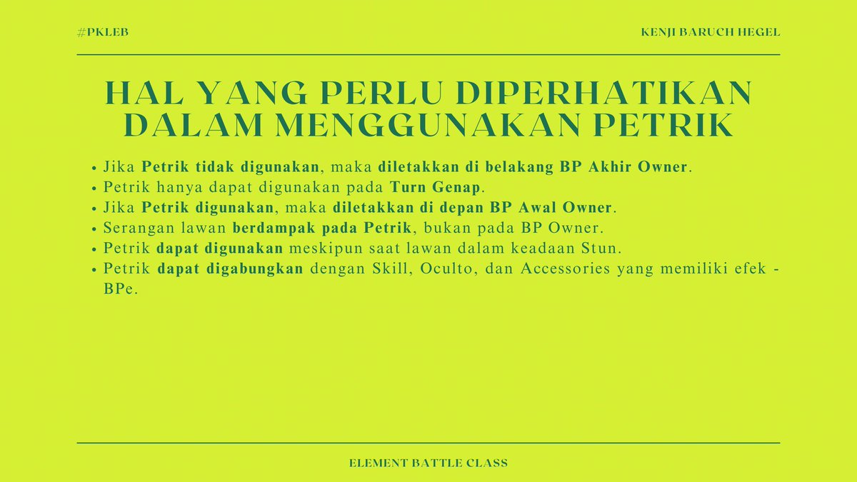 ㅤ
“Terakhir, berikut adalah beberapa hal yang perlu teman-teman ingat sebelum atau saat menggunakan Petrik. Jadi, tolong diingat-ingat atau dicatat terlebih dahulu, ya.”
ㅤ
