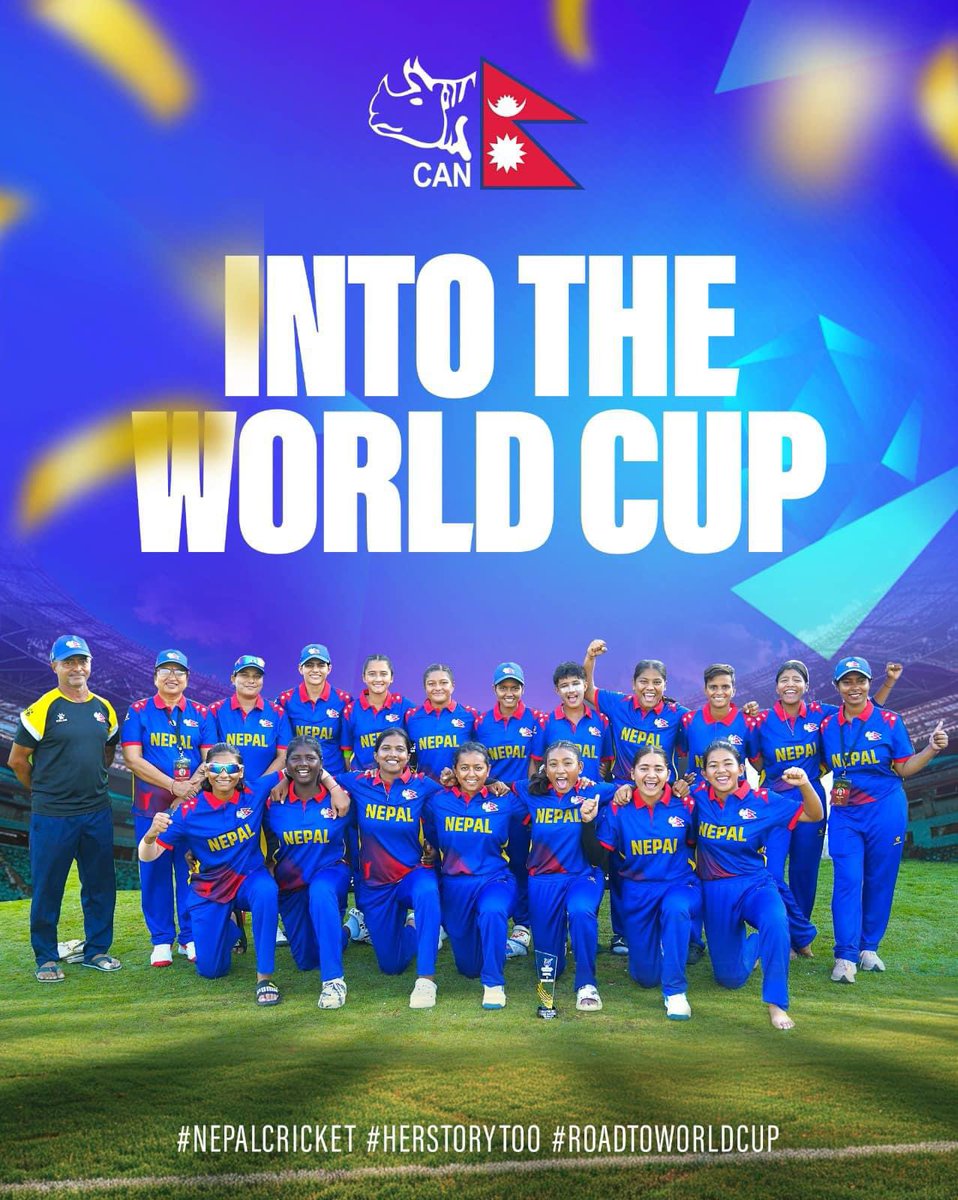 Big Congratulations To all of Us, Our girls played excellent and made the country proud. Historic achievements of Qualifying for the World Cup for the first time.🙌🏼🙌🏼
Here’s more success and memorable moments in the upcoming tournaments | 🇳🇵🇳🇵🇳🇵

#NepalCricket