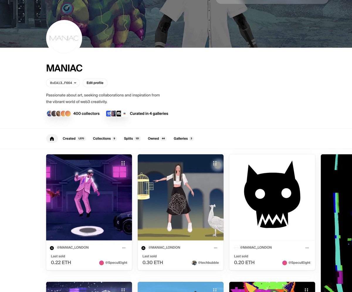 ✨ Time to give back! My other profile on <a href="/foundation/">Foundation 🌐</a> has now reached 400 collectors! 🎉😍

To enter:
1️⃣ Like, retweet, and follow <a href="/nftlovelycats/">Lovely Cats 🐈‍⬛ 🐈</a> and <a href="/manisaemi/">Mani Saemi</a>
2️⃣ Share your art + drop a like ⤵️
3️⃣ Mint low-cost or free NFTs from the collections here: foundation.app/@MANIAC_LONDON…