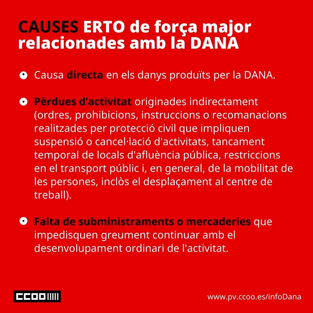 ccoopv's tweet photo. @jjpicazo @pilar_ccoo @JosepAlbors1 @ciborra_cloti @DaniPatinoCCOO @JCGallart @XeloValls @rosaatienzar @rocio___pascual @abelenmm #infoDANA Mesures laborals davant la suspensió total o parcial de l'activitat en les empreses.  
ℹ️ Informa't sobre les condicions dels ERTO de força major relacionades amb la #DANA
🔗 https://t.co/sPCWWYP44r https://t.co/i92YCH37cA