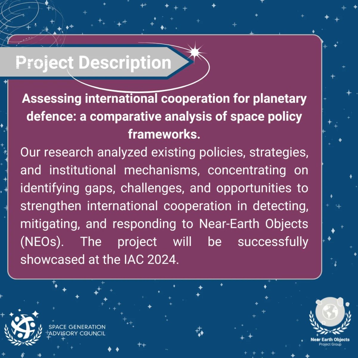NEOProjectsSGAC's tweet image. Our team, led by Alyse Beauchemin, made waves at IAC 2024 with their presentation on international cooperation for planetary defense. Alongside Fotios, they showcased our commitment to innovative research. Visit our website to learn more and join our mission. 🚀 #IAC2024
