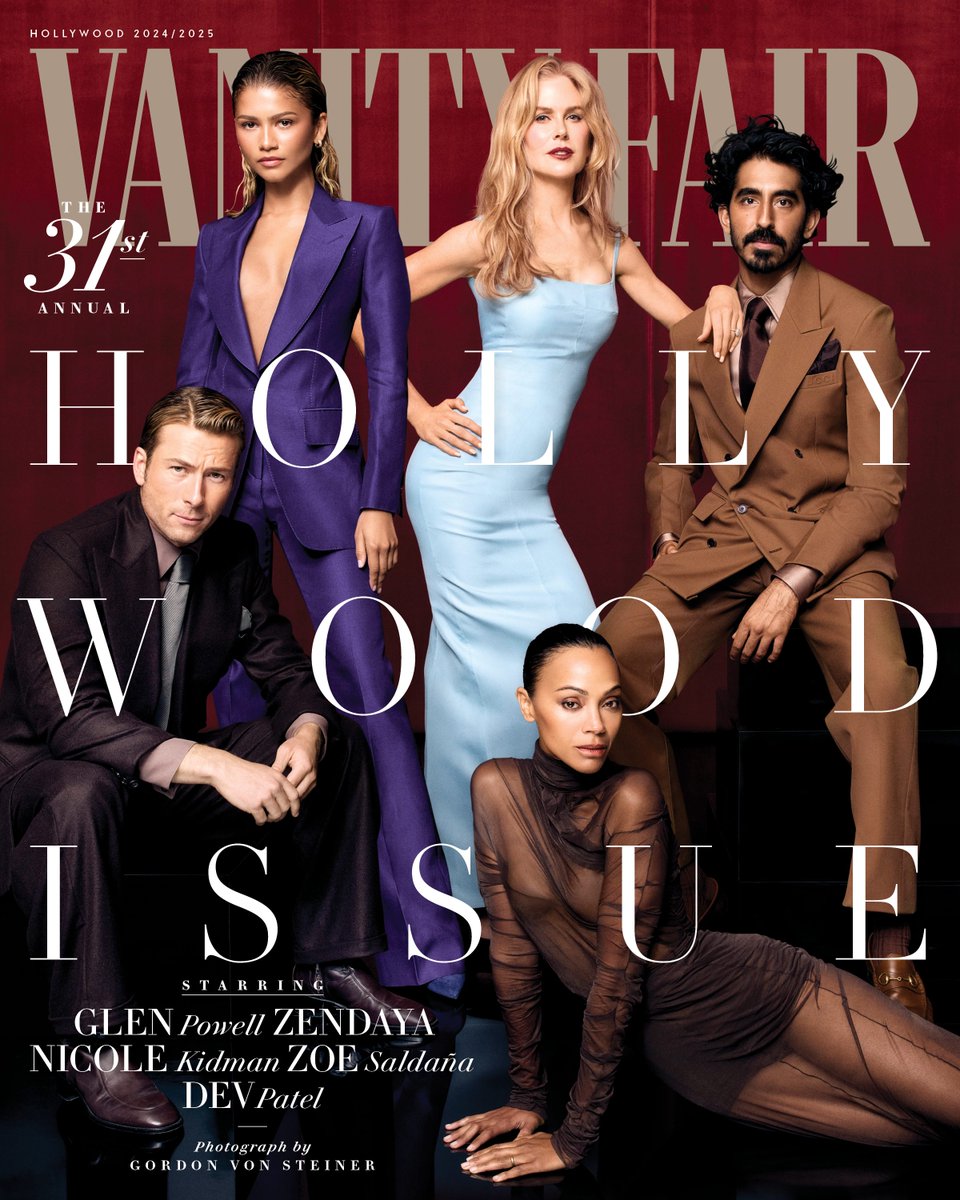 Presenting the 31st annual #VFHollywood Issue, starring Zendaya, Glen Powell, Zoe Saldaña, Nicole Kidman, Dev Patel, Sydney Sweeney, Josh O’Connor, Danielle Deadwyler, Jonathan Bailey, Lisa, Ncuti Gatwa, and Bill Skarsgård. 

See the full portfolio: vanityfair.visitlink.me/R3WHZm