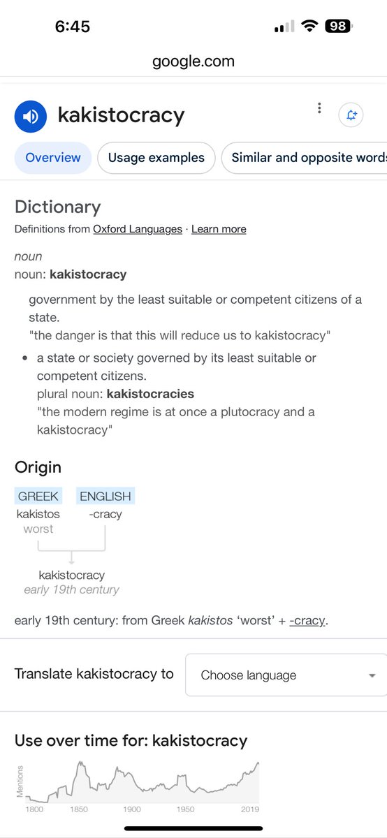 kakistocracy:
government by the least suitable or competent citizens of a state.