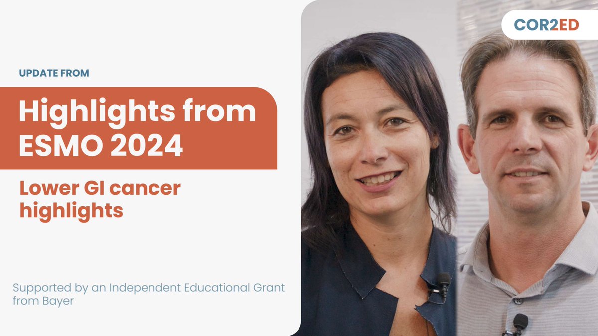 GI CONNECT (@giconnectinfo) on Twitter photo Catch the #LowerGI oncology highlights from #ESMO24 📣
👉 ow.ly/3eYn50U563K
Profs. <a href="/ChiaraCrem1/">Chiara Cremolini</a> & <a href="/HPrenen/">Hans Prenen</a> explore how new data from a range of trials could impact clinical practice. Don't miss out!
Supported by an independent #MedEd grant from Bayer Catch the #LowerGI oncology highlights from #ESMO24 📣
👉 ow.ly/3eYn50U563K
Profs. <a href="/ChiaraCrem1/">Chiara Cremolini</a> & <a href="/HPrenen/">Hans Prenen</a> explore how new data from a range of trials could impact clinical practice. Don't miss out!
Supported by an independent #MedEd grant from Bayer