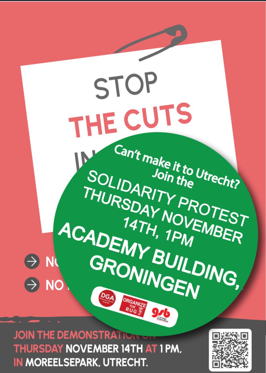For colleagues from <a href="/univgroningen/">University of Groningen</a> who are not able to travel to Utrecht tomorrow, please join the solidarity protest at the Academy Building November 14th at 13:00.
