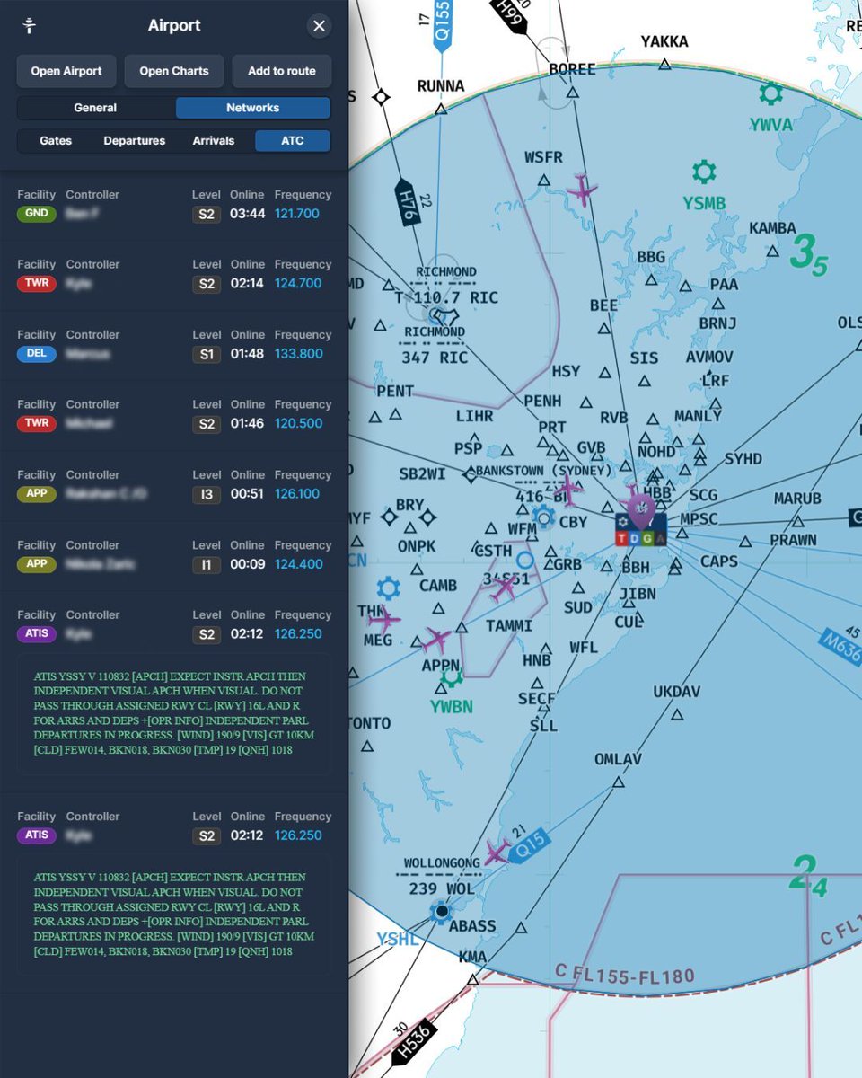 navigraph's tweet image. We’re thrilled to announce that Charts now integrates Live Traffic and ATC Sectors from the @VATSIM and @ivaoaero networks! Released in beta, the feature is currently available on all platforms except the Charts In-Game Panel for MSFS. Learn more 👉 buff.ly/4fzg4mC