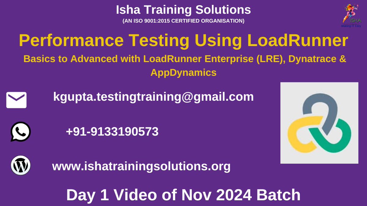 IshaKumargupta's tweet photo. Performance Testing Using LoadRunner– Live Training __ Day 1 Video
https://t.co/MycKpcu3p6
#LoadRunner #PerformanceTesting #LoadTesting #MicroFocus #LoadRunnerCloud #LoadRunnerEnterprise #LoadRunnerProfessional #PerformanceEngineering #ApplicationPerformance #StressTesting https://t.co/jMeafpZOAA