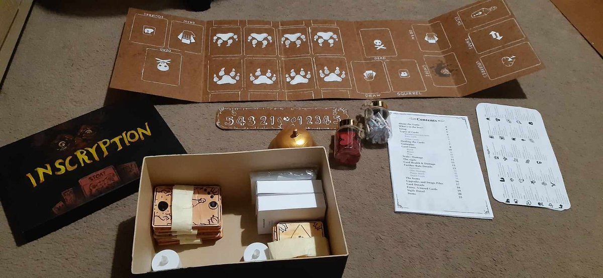 lora_m00n's tweet photo. Handmade Inscription card game for 2. Took me awhile to do but it was definitely worth it. 
#Inscryption #fanart #boardgame @DMullinsGames https://t.co/mRFwyg9nYH