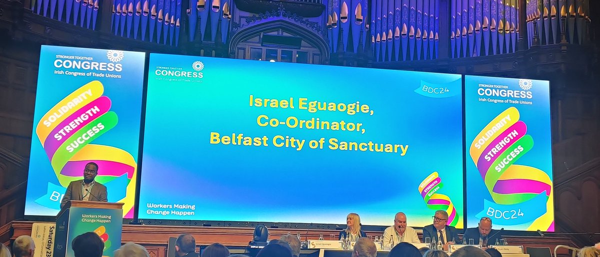A great way to end the first session with Israel Eguaogie from Belfast City of Sanctuary. Their work has never been so important and we must look to expand this to the Sanctuary at Work 👏