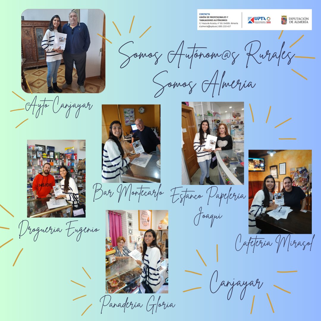 upta_es's tweet photo. #SomosAutonomosRurales, #SomosAlmeria
Atenciones a los autónomos de #Chirivel y #Canjayar y visitas a sus ayuntamientos 
Prestamos un servicio de asesoramiento personalizado en municipios de menos de 5000 habitantes de la provincia de #Almeria financiado por @dipalme https://t.co/h7BuYebxaZ