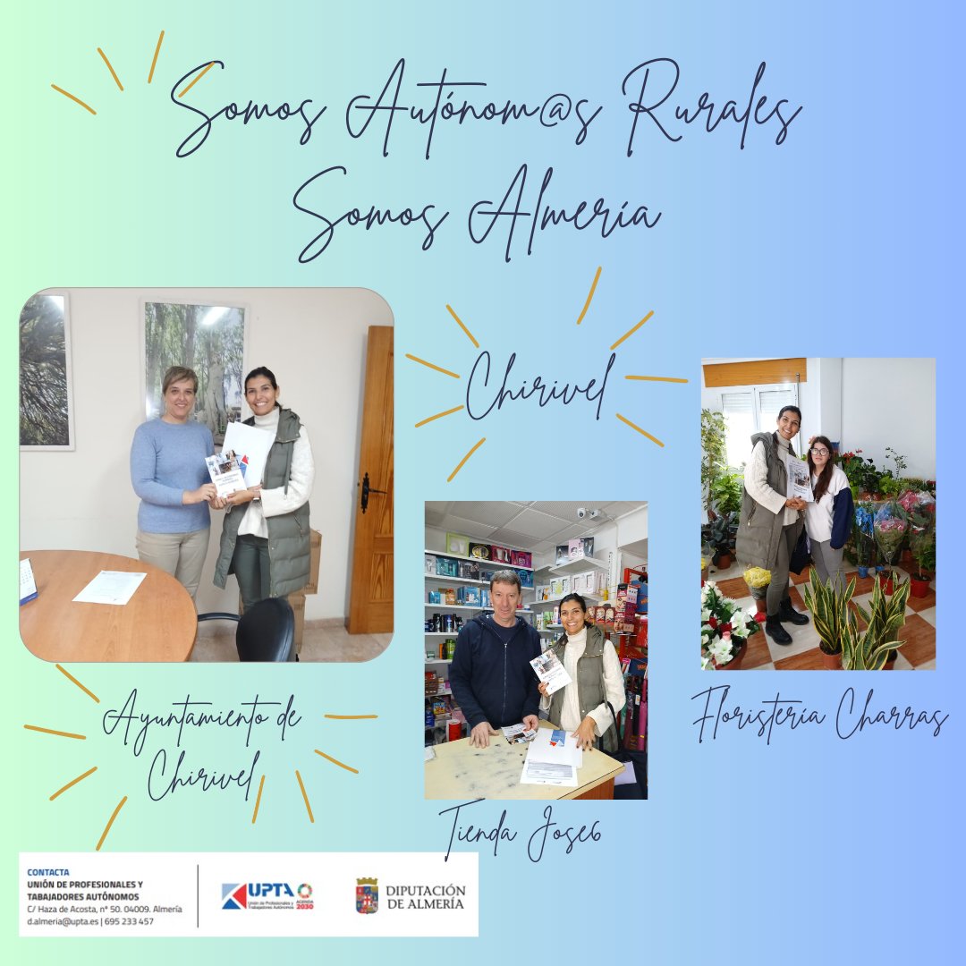 upta_es's tweet photo. #SomosAutonomosRurales, #SomosAlmeria
Atenciones a los autónomos de #Chirivel y #Canjayar y visitas a sus ayuntamientos 
Prestamos un servicio de asesoramiento personalizado en municipios de menos de 5000 habitantes de la provincia de #Almeria financiado por @dipalme https://t.co/h7BuYebxaZ