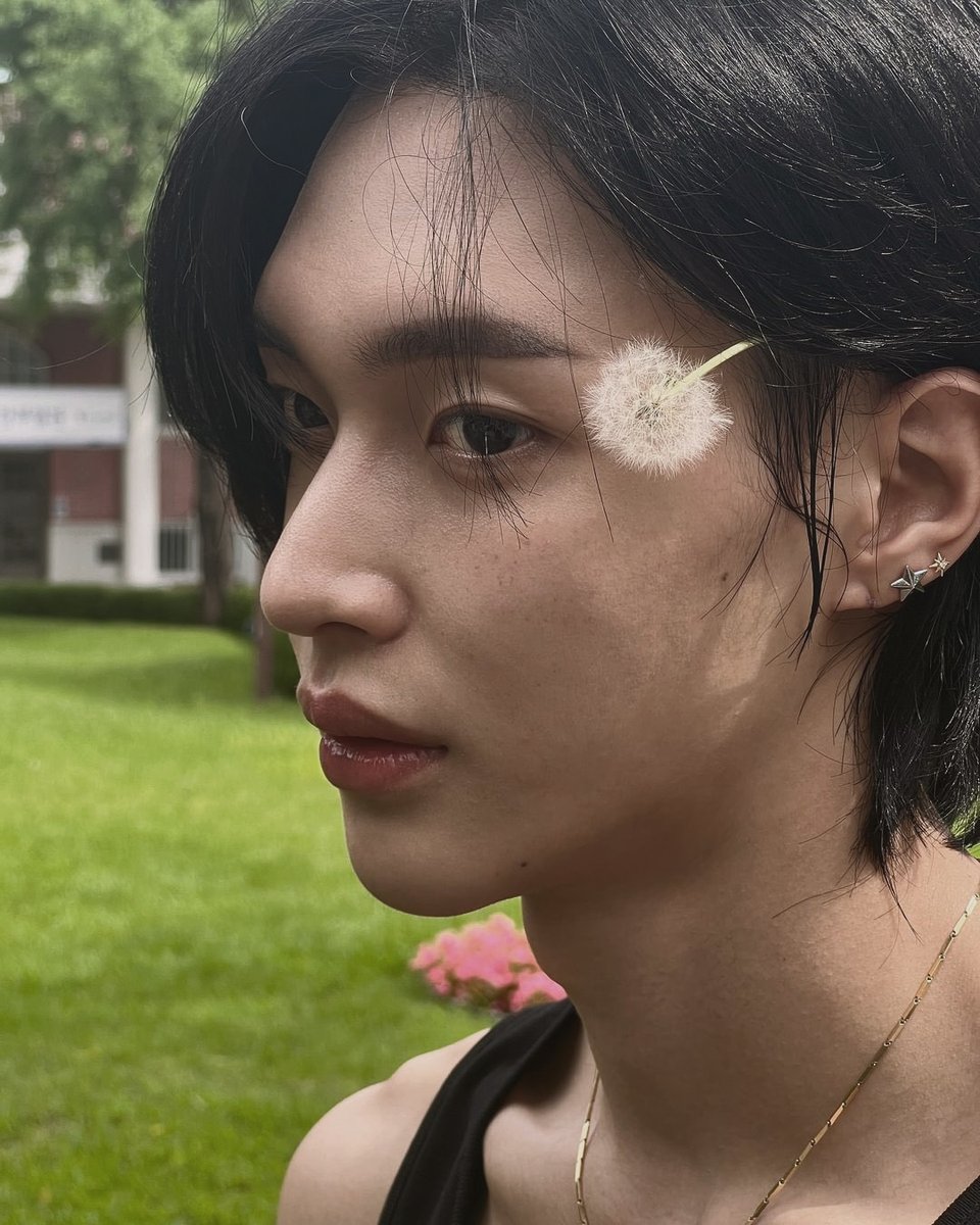 wonbgn's tweet image. Letting the dandelions settle in my hair like they own the place. Which one is more distracting, me or the flowers?