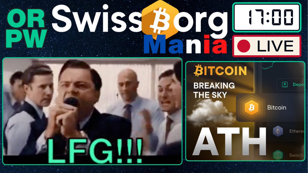 SwissBorgMania's tweet photo. Ce soir 17h00, On Refait le PowWow #ORPW
- BullRun #BTC ATH 🚀
- @SwissBorg 💚 Product Update
- Indiscrétions 🤫
- Prochaines AMA 🗳️
- @BorgPad ✅ et @XBorgHQ ❌
- @GalacticaNet NodeSale 🧡
- @AgoraHub_io AGL Update ✨
https://t.co/vr2Y5HoHri https://t.co/1pFoCLVzxi