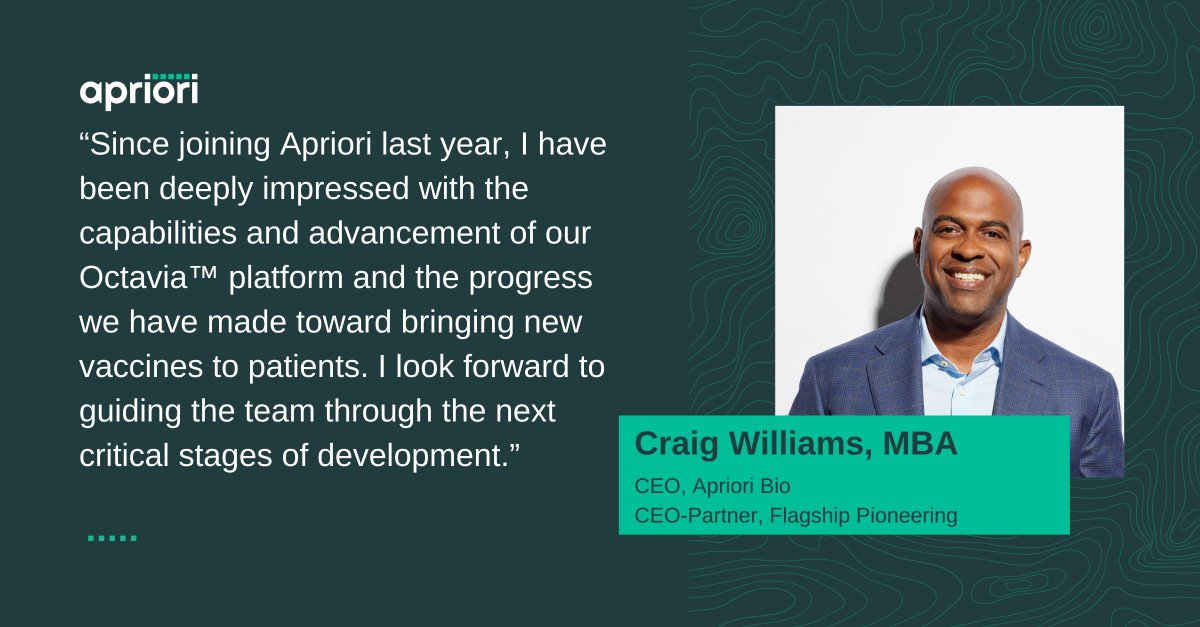 We are thrilled to announce Craig Williams as CEO of Apriori. Since joining as President last year, Craig has been instrumental in driving operations, building out an early pipeline, and securing key sources of funding and collaboration. aprioribio.com/news/flagship-… #FlagshipFounded