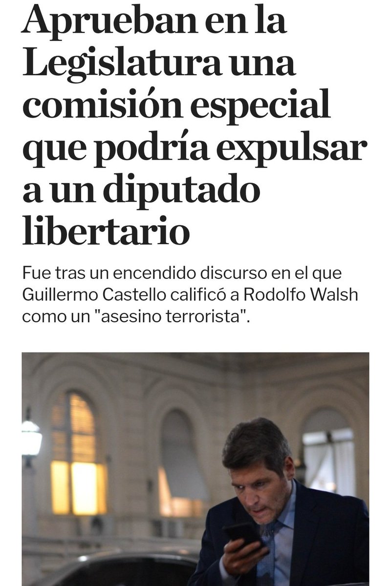 Nicolás Márquez (@nickymarquez1) on Twitter photo BOCHORNOSO: En la Cámara de Diputados Bonaerense quieren echar a mi amigo <a href="/grcastello/">Guillermo Castello</a> por el delito de "opinión" en defensa de la verdad histórica: osó decir que el jefe de inteligencia de la organización criminal Montoneros Rodolfo Walsh era un asesino, dato confirmadamente BOCHORNOSO: En la Cámara de Diputados Bonaerense quieren echar a mi amigo <a href="/grcastello/">Guillermo Castello</a> por el delito de "opinión" en defensa de la verdad histórica: osó decir que el jefe de inteligencia de la organización criminal Montoneros Rodolfo Walsh era un asesino, dato confirmadamente
