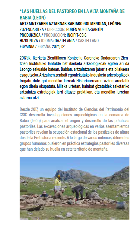 RURARQ_CSIC's tweet photo. Esta semana en Irun el @MuseoOiasso organiza el #FICAB, donde el corto documental "Las huellas de pastoreo en Babia (León)" dirigido por Rubén Vuelta-Santín del @IncipitCSIC ha sido seleccionado en la Sección Educativa. Podéis visionar la cinta online en: https://t.co/QkTVtibBb1 https://t.co/wNqxbIHFsT