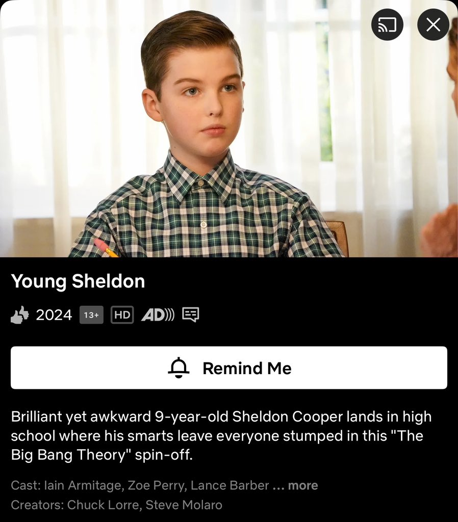 euneirophrenirm's tweet photo. Min kok tiba2 series young sheldon gak ada????? Padahal baru jam 7 tadi nonton s2 yahhhh 🫠🫠🫠 @NetflixID https://t.co/doUkhTMgTc