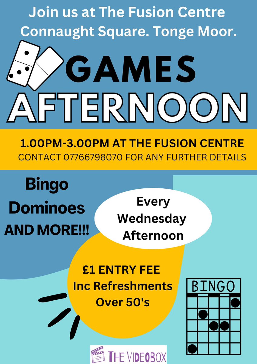 We are at the Fusion Centre every Wednesday 1pm-3pm. Join us for Dominoes, Bingo, brew &amp; chat. £1 entry #community #friendship