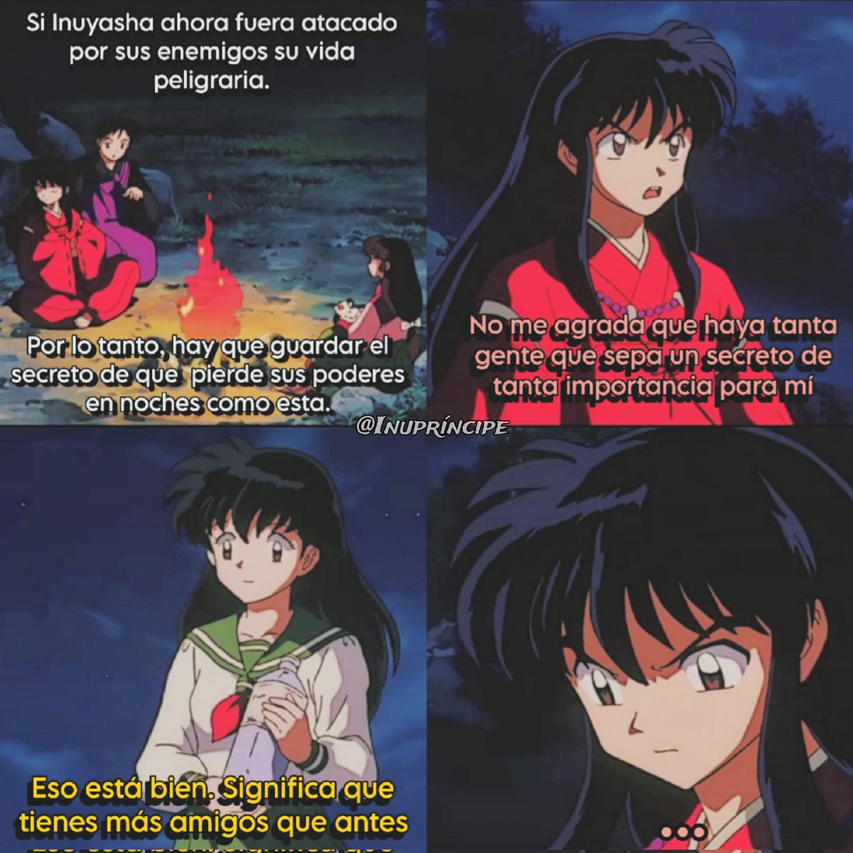 #𝑰𝑵𝑼𝒀𝑨𝑺𝑯𝑨𝑾𝑬𝑬𝑲 - 𝐃𝐢̄𝐚 2: 𝑳𝒖𝒏𝒂 𝒏𝒖𝒆𝒗𝒂🌑
Esta escena no solo muestra la fragilidad de Inuyasha, sino también la importancia de sus amigos, quienes mantienen su secreto a salvo. Y kagome le recuerda que ahora tiene personas en quienes confiar y que lo apoyan.♥️
