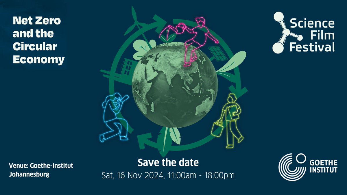 Register for a free ticket.. quicket.co.za/events/290552-… 🌍Join us this Saturday at the Goethe-Institut for the Science Film Festival Family Day! Learn about Net Zero &amp; Circular Economy with fun films, hands-on activities, and a robot demo by Tiisetso!🤖✨