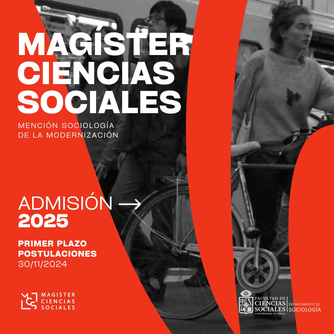 MagSocialesUCH's tweet photo. Postula al Magíster en Ciencias Sociales, mención en Sociología de la Modernización de la Universidad de Chile.
Únete a un programa de excelencia académica y trayectoria que te preparará para enfrentar los desafíos contemporáneos en las ciencias sociales. https://t.co/X2nTYnv2eq