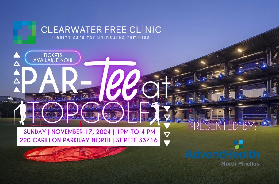 ⏳ Today is the LAST DAY to get your tickets! ⏳clearwaterfreeclinic.org/fall-2024-top-…

Get your tickets now and be part of something special! 🎟️✨

#LastChance #TopgolfEvent #CFChealth #ClearwaterFreeClinic #CommunityFun #SupportLocal