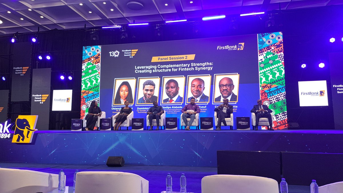 webtvnigeria's tweet photo. Panel Session 2 discussing "Leveraging Complementary Strengths: Creating structure for Fintech Synergy" ongoing at the @firstbankngr Fintech Summit 6.0
#FirstBankFintechSummit
#BankingOnPartnerships
#YouFirst #FirstBank https://t.co/uuib4s5aQv