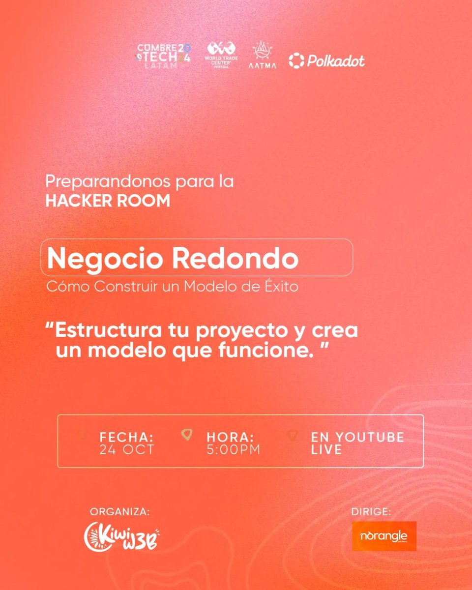 Tenemos una cuenta regresiva para la hacker room y nos vamos preparando con estos 5 workshop dirigidos por nuestro aliado estratégico <a href="/norangle/">norhanmohamed</a>.co

🔝Imperdible 3000 dólares en premios! 🔝🚀

Canal Youtube: Cumbre Tech youtube.com/@CUMBRETECHLAT…