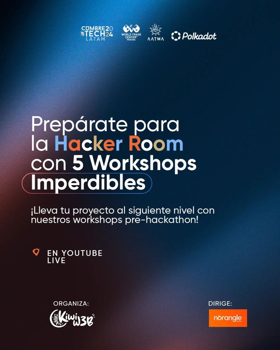 CUMBRETECH_'s tweet photo. Tenemos una cuenta regresiva para la hacker room y nos vamos preparando con estos 5 workshop dirigidos por nuestro aliado estratégico @norangle.co

🔝Imperdible 3000 dólares en premios! 🔝🚀

Canal Youtube: Cumbre Tech https://t.co/x3jAp64xtt https://t.co/u1jZZlQjtR