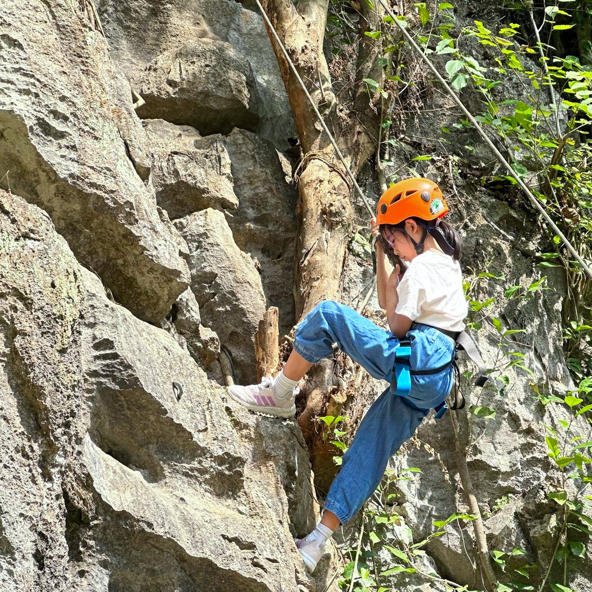 ESFGlenealy's tweet photo. What an energizing and inspirational day at Year 6 camp! We tackled rock climbing, visited a cave and conquered the Tyrolean traverse, all while surrounded by the stunning Karst mountains. Every challenge brought us closer together and pushed our limits! https://t.co/YcbgK7DzgS