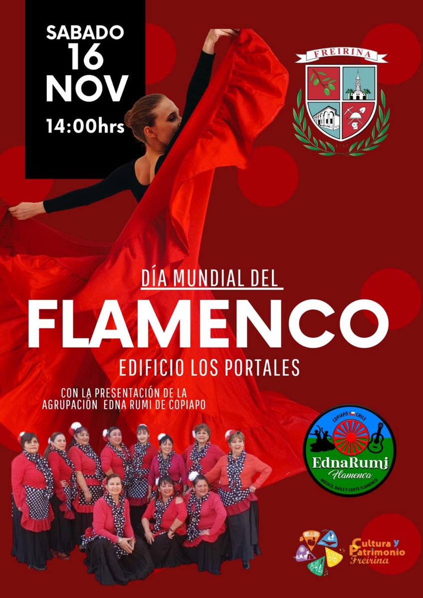 La agrupación Edna Rumi de Copiapó se presentará este sábado 16 de noviembre a las 14:00 horas en  Edificio Los Portales, Freirina #flamenco #Atacama