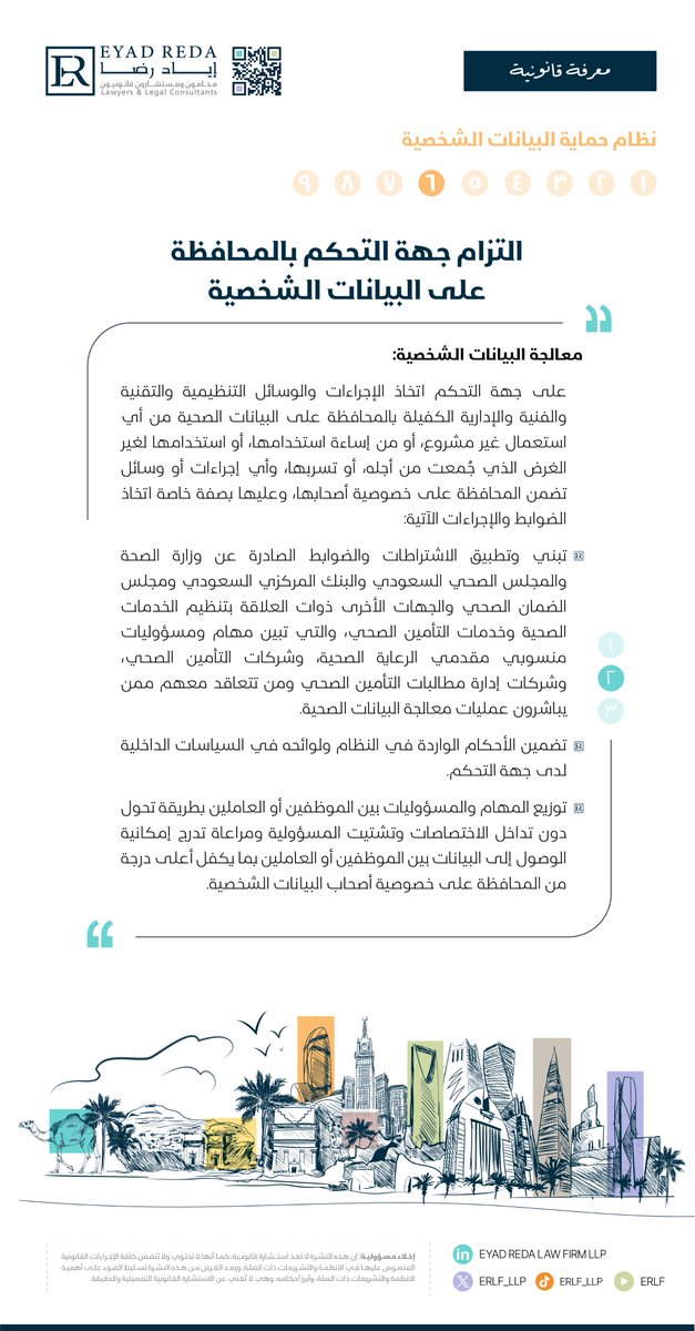 ERLF_LLP's tweet image. يتناول هذا المنشور التزام جهة التحكم بالمحافظة على البيانات الشخصية. 
#erlf
#data_protection
#legal_knowledge
#معرفة_قانونية