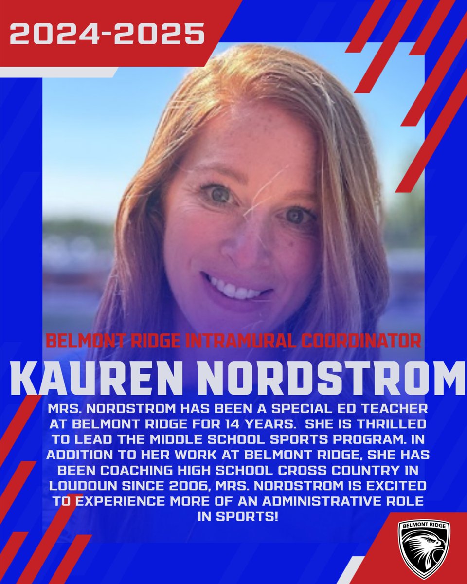 LCPS Intramurals puts the spotlight on Mrs. Kauren Nordstrom of Belmont Ridge.  Mrs. Nordstrom has been a special educator at the school for 14 years in addition to being a high school cross country coach since 2006!  She is excited to take this new role!