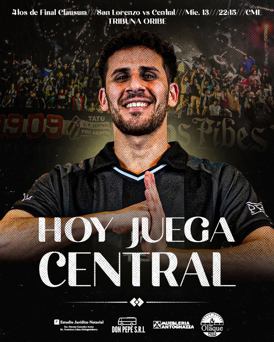 CACentral_OFI's tweet photo. ¡𝐇𝐨𝐲 𝐉𝐮𝐞𝐠𝐚 𝐄𝐋 𝐏𝐄𝐍𝐓𝐀𝐂𝐀𝐌𝐏𝐄Ó𝐍!

4tos de Final - Torneo Clausura

🆚 San Lorenzo
⏰️ 22:15
🏟️ CML (Tribuna Oribe)

#PentacampeónUnoSolo⭐⭐⭐⭐⭐
#SomosCentralSomosSanJosé
#IdentidadGanadoraDesde1909 https://t.co/XRUHacuHMD