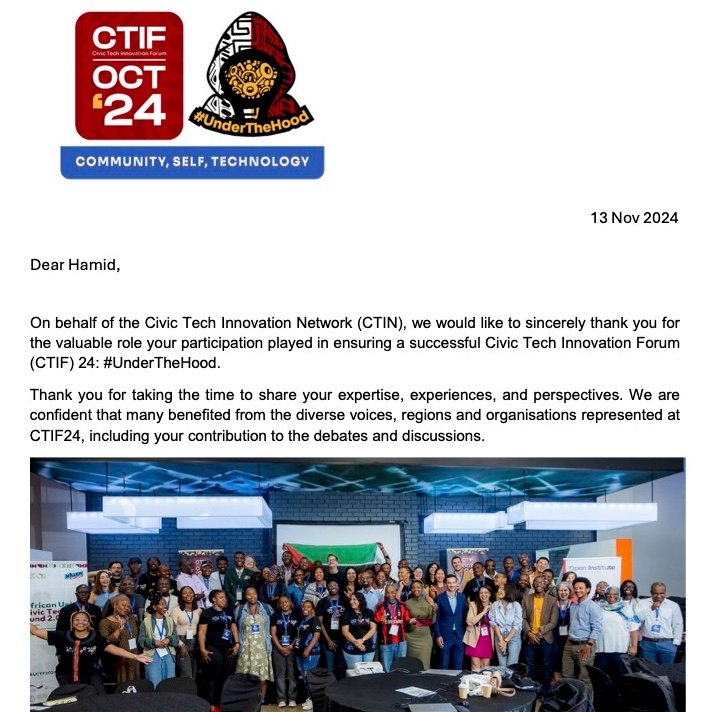 khayarion's tweet photo. 🌍✨#UnderTheHood – Self, Community &amp; Tech!
A thank you to @CivicTechAfrica for including @ChadInnov at #CTIF24. These forums strengthen our role in #Innovation in Africa.🇹🇩💡it reminds us of the power of collaboration to drive African transformation through #Tech. @NTikum #SDGs https://t.co/E3dovluTnt